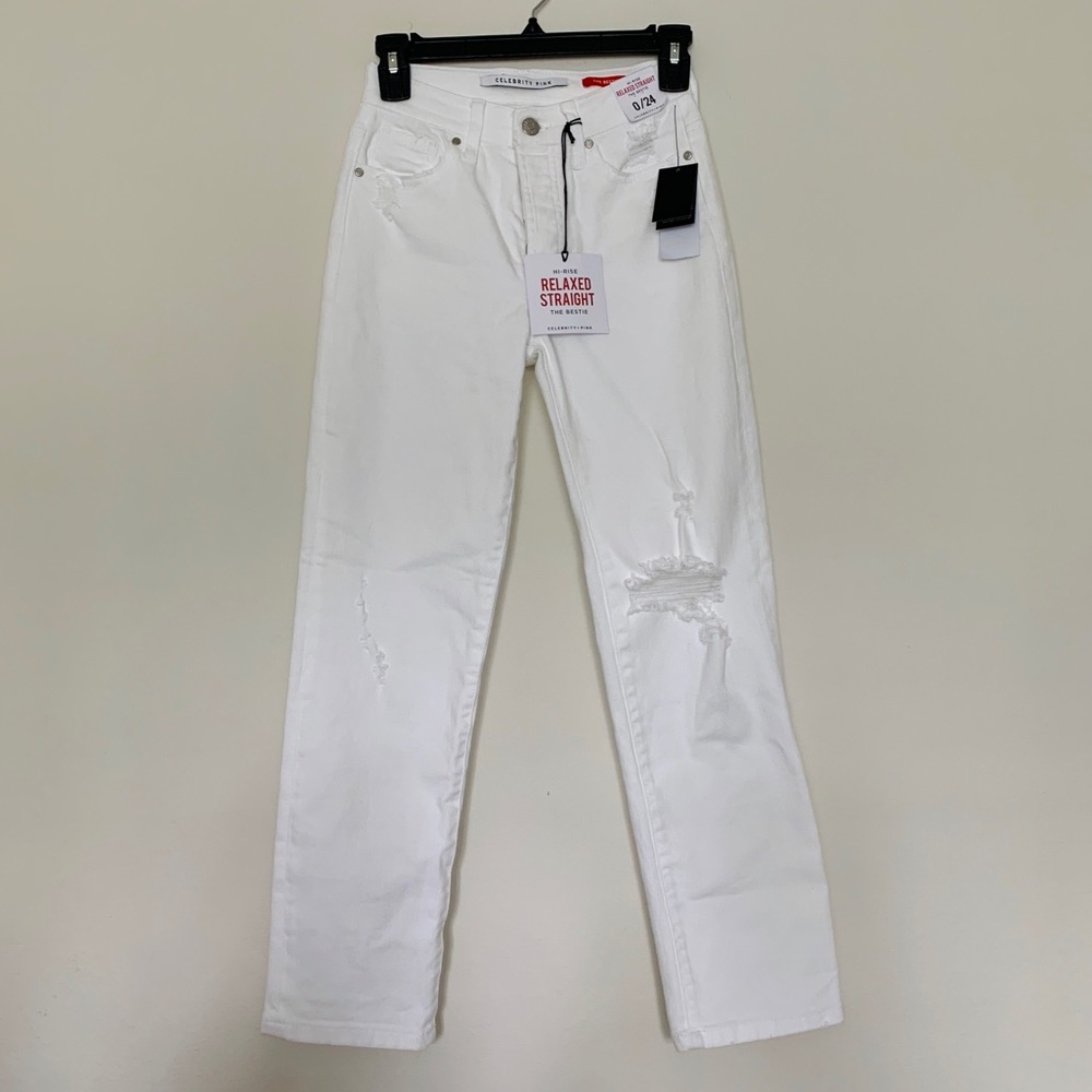 Celebrity Pink White High Rise Straight Leg Jeans